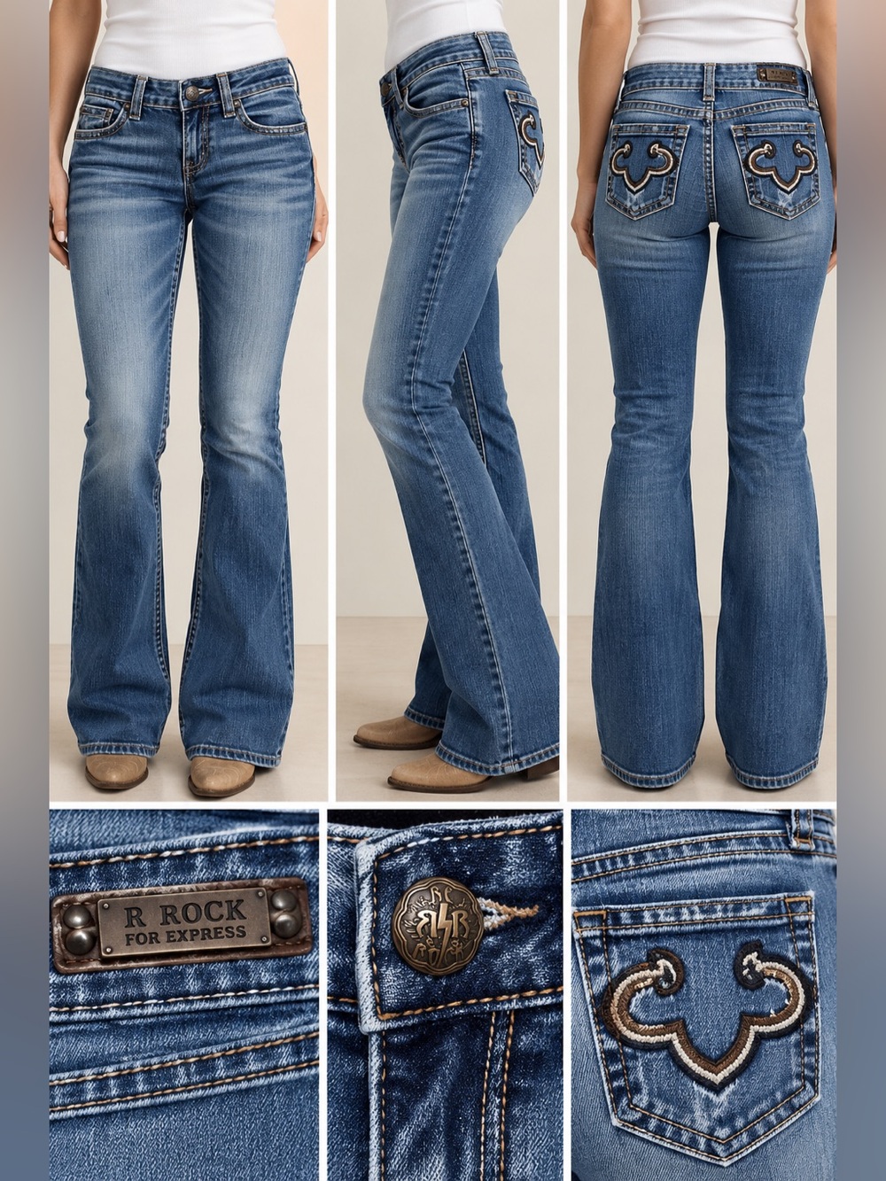 ReRock for Express Women’s Bootcut Jeans Size 4 Medium Wash Y2K